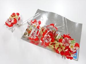 アンティーク　つまみ細工　びらびら髪飾りセット